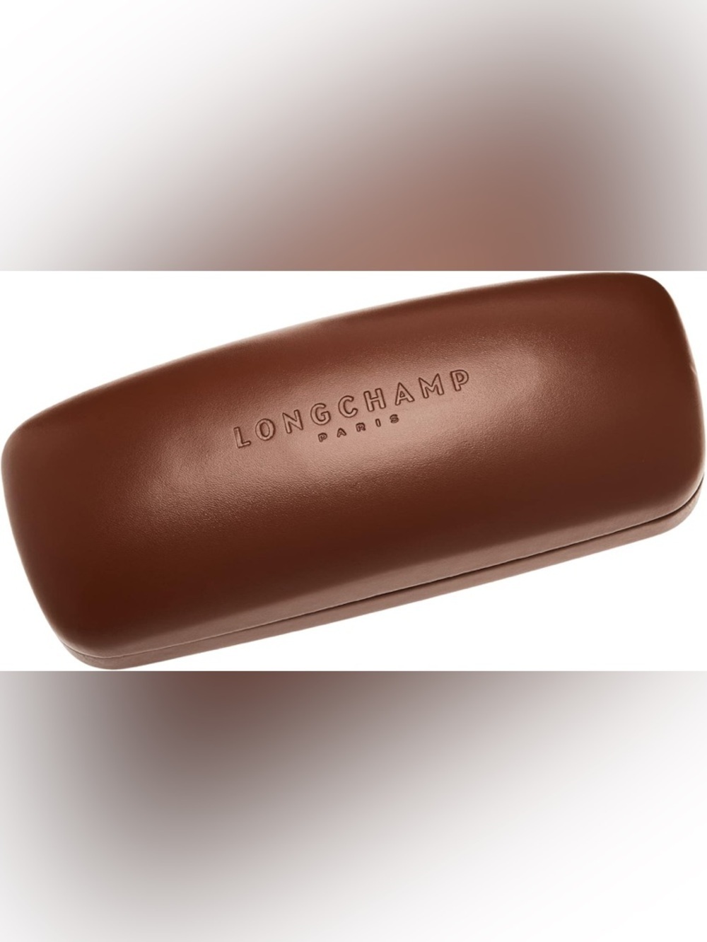 Longchamp Paris Designer Brown Embossed Leather Glasses Case